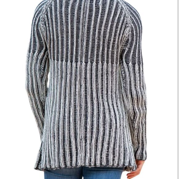 Pure Brand Black White English Handmade Cotton Cardigan Sweater Medium Large - Picture 3 of 12